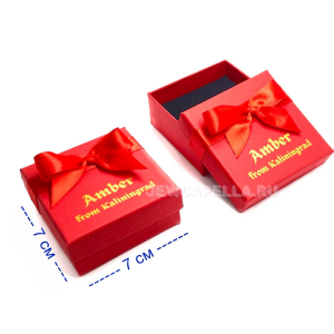 Футляр картон с бантиком "Amber from Kaliningrad", серия "Лого", 70х70х30 мм