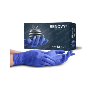 Перчатки нитриловые, BENOVY Nitrile MultiColor BS, сиреневые, размер S, 50 пар в упаковке