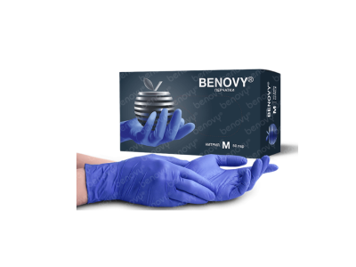 Перчатки нитриловые, BENOVY Nitrile MultiColor BS, сиреневые, размер S, 50 пар в упаковке