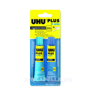 Клей универсальный эпоксидный UHU PLUS ENDFEST 5 минут 2*15 мл блистер